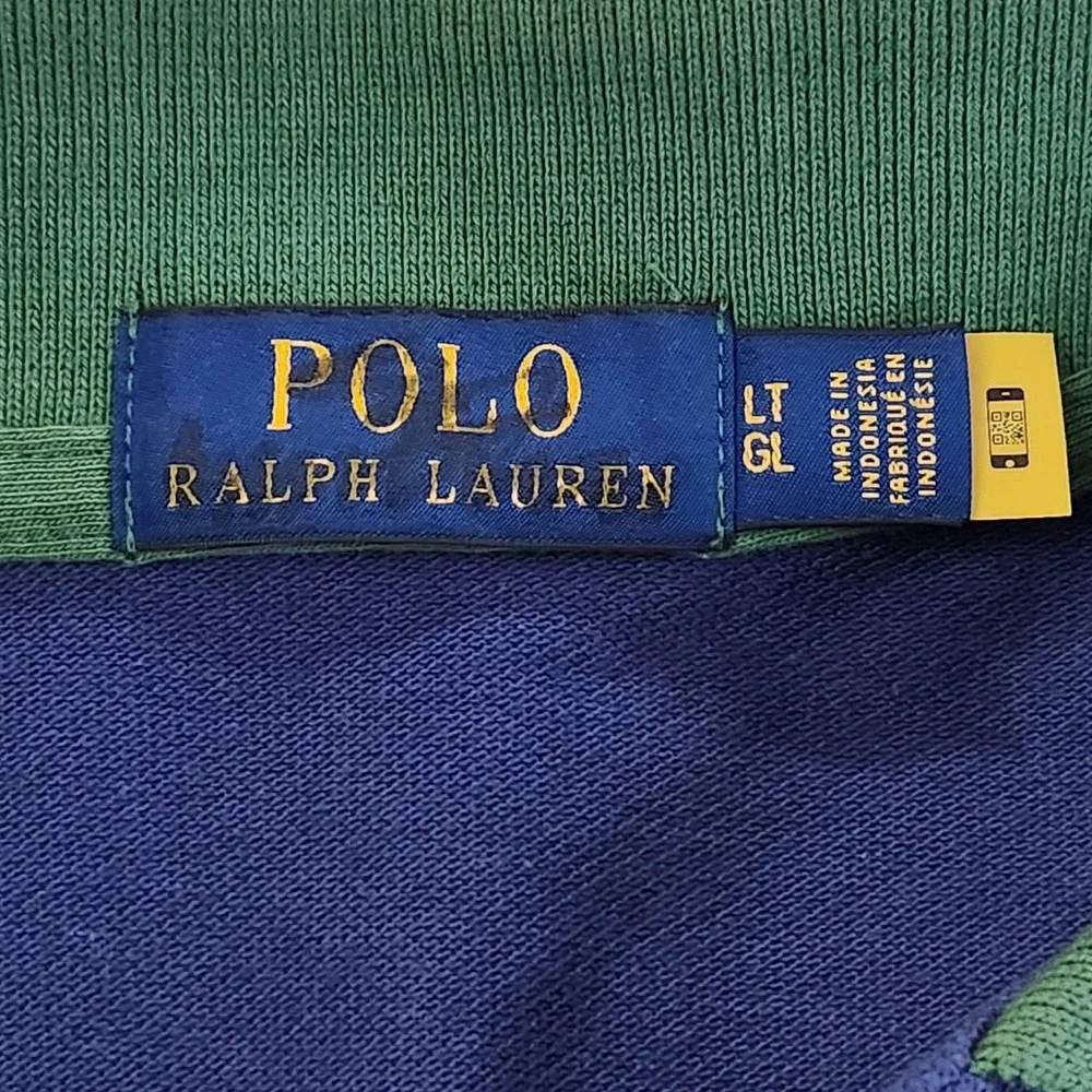 Polo Ralph Lauren Polo Shirt Mens Large Tall Blue Yellow Colorblock‎ Big Pony